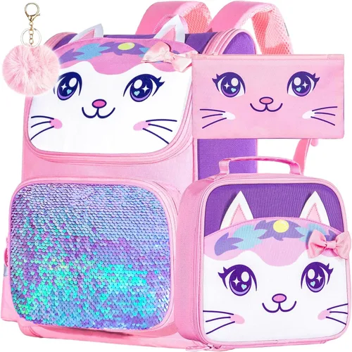 Miniatura 45 de KLFVB Mochila de 3 piezas para niñas y niños, bolsa de libros de dinosaurio de unicornio de 15 pulgadas con lonchera, bolsa escolar preescolar