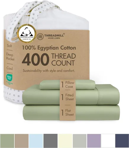 Miniatura 18 de Threadmill Juego de sábanas de algodón egipcio tamaño completo Sábanas de 100% algodón egipcio certificado para cama de tamaño completo Juego