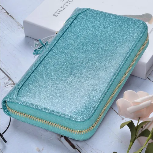 Miniatura 2 de Easyoulife - Monedero de cuero con cremallera, billetera portatarjetas para mujer, bloqueo RFID