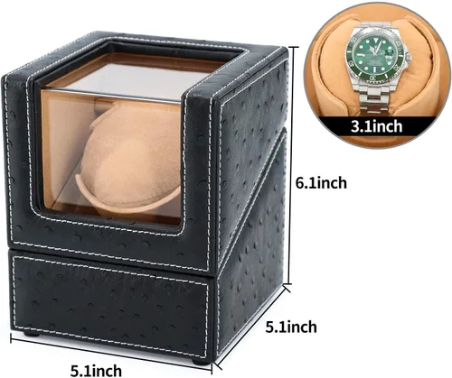 Miniatura 6 de Bobinadora automática de reloj individual para Rolex y otros relojes de lujo, enrollador automático con motor silencioso, exterior de cuero