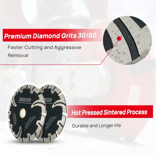 Miniatura 4 de DT-DIATOOL Hoja de diamante de 4-1/2 pulgadas para piedra de granito, hormigón, mármol, disco de corte prensado en caliente con segmento protector