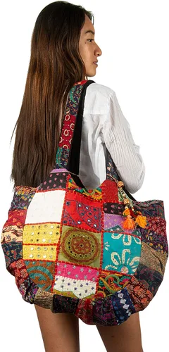 Miniatura 2 de Tribe Azure - Bolso de hombro hecho a mano para mujer, grande, floral, colorido, hecho a mano, para verano, playa, picnic, libros, portátil