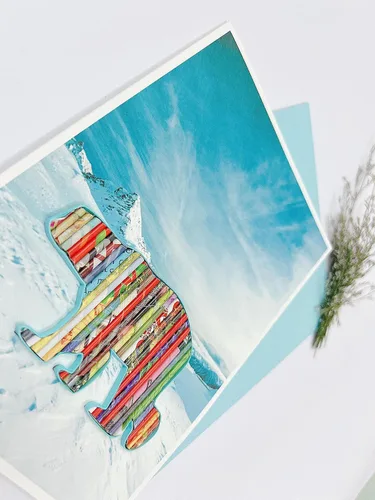 Miniatura 2 de Polar Bear Recycled Card Eco-friendly Handmade from Magazine Iceberg Greeting Card Holiday Card