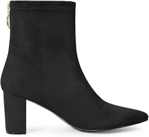 Miniatura 7 de Allegra K Botines de tacón grueso con cremallera y punta puntiaguda para mujer Blanco