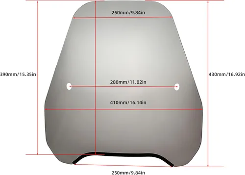 Miniatura 5 de FATECIM Parabrisas Pantalla de Motocicleta Ahumado de 15" Montaje en Manillar de 1 1/8" Deflector de Viento de Motocicleta Pantalla Universal