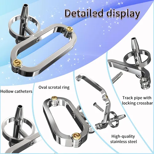 Miniatura 2 de Dispositivo de castidad de metal, jaula de castidad utilizada para restringir el pene masculino con conducto de metal SM Juguetes sexuales