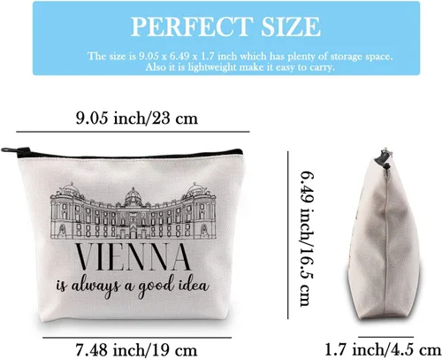 Miniatura 2 de GJTIM Viena Travel Souvenir Gift Viena Regalo Sorpresa Viena Viaje Vacaciones Viaje Bolsa de Maquillaje Para Viena Viajero Turista, Bolsa de Viena