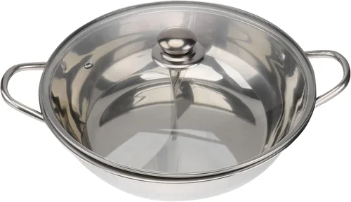 Miniatura 12 de Tofficu Olla caliente de acero inoxidable de 11.02 pulgadas con divisor de doble cara para inducción y estufa de gas, cocina para el hogar