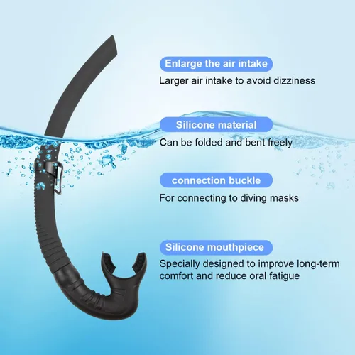 Miniatura 2 de Snorkel de silicona para buceo, buceo, pesca y hockey submarino o snorkel Negro