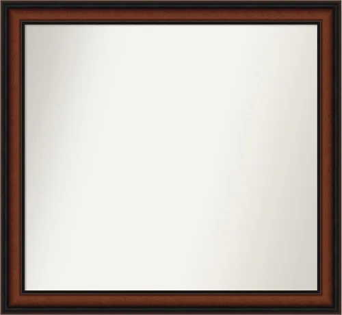 Miniatura 300 de Amanti Art Espejo de pared personalizado no biselado (24 x 27 pulgadas), marco estrecho de nogal chipre - varios tamaños personalizados - Espejo