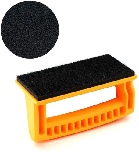 Miniatura 6 de POWERTEC Bloque de lijado con 40 hojas de papel de lija de gancho y bucle (grano 40, 80, 120, 180, 10 cada uno) para carpintería, herramienta