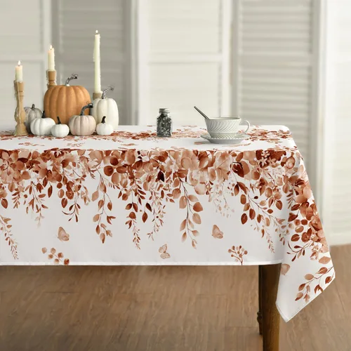 Miniatura 9 de Horaldaily Mantel de primavera rectangular de 52 x 70 pulgadas, mantel floral de eucalipto azul para decoración de fiestas, pícnic, cenas