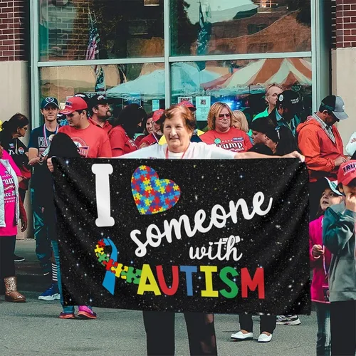 Miniatura 5 de Bandera de jardín de conciencia sobre el autismo, 12 x 18 pulgadas, a prueba de decoloración, doble cara para exterior/interior, con texto en inglés