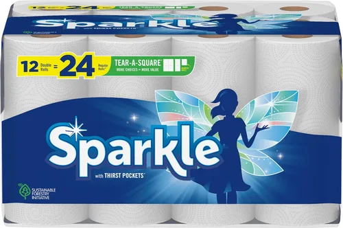 Miniatura 12 de Sparkle Tear-A-Square - Toallas de papel cuadradas, 2 rollos dobles (220 hojas en total), toallas fuertes de 2 capas para limpieza de cocina