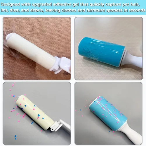 Miniatura 4 de Paquete de 3 rodillos de pelusa lavables reutilizables, rodillos de gel pegajosos, removedor de pelusas de pelo de mascotas para gatos, perros