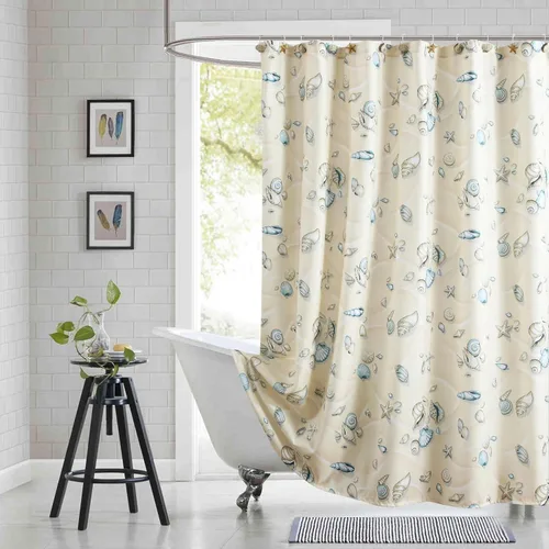 Miniatura 17 de Cortina de ducha náutica, cortina de ducha azul marino y blanca para cubículo de 54 x 72, cortinas de ducha de tela con estampado de ancla y velero
