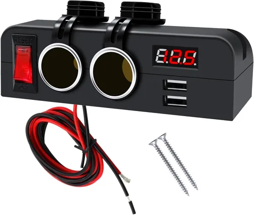 Miniatura 9 de Divisor de encendedor de cigarrillos de 3 enchufes, adaptador de toma de corriente de 12V con interruptor LED rojo de encendido/apagado, enchufe
