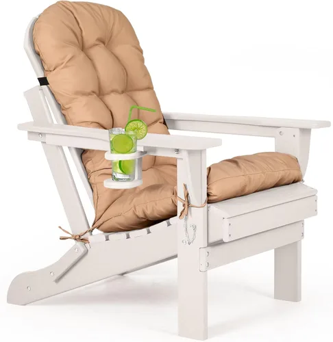 Miniatura 13 de nalone Silla plegable Adirondack con cojín con portavasos, silla de patio de plástico HDPE de gran tamaño resistente a la intemperie, utilizada