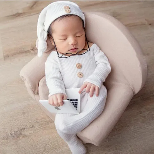Miniatura 2 de Accesorios de fotografía para recién nacidos, trajes de bebé niños y niñas, sombrero de cola larga y disfraz para sesión de fotos