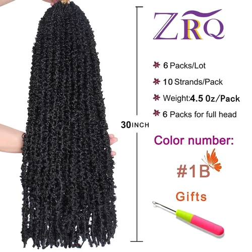 Miniatura 77 de ZRQ Butterfly Locs Cabello de Ganchillo Corto 6 Paquetes Negro Cabello Bob de Ganchillo 8 Pulgadas Locs Sintéticos Desordenados Desgastados Trenzas