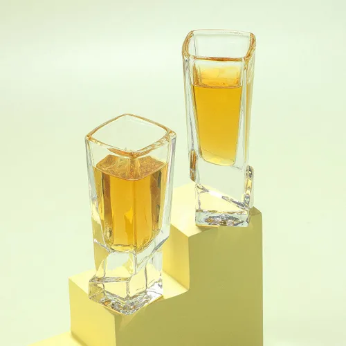 Miniatura 7 de JoyJolt Carre Vasos de tiro cuadrados con base pesada Set de 4, 1.8 onzas