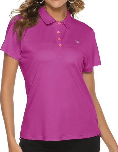 Miniatura 2 de TBMPOY Polo de golf para mujer, ligera, absorbe la humedad, de secado rápido, 4 botones
