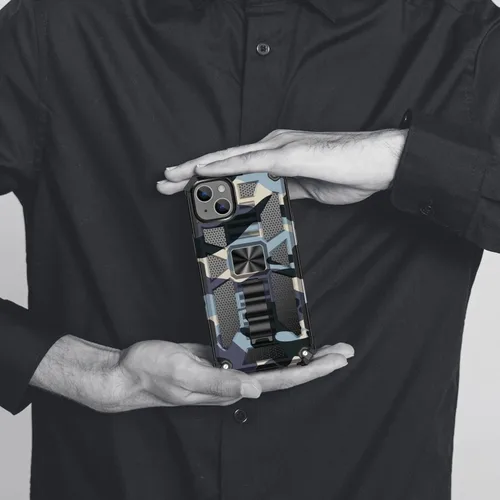 Miniatura 6 de CCSmall Funda de camuflaje para Apple iPhone 14 para hombres, protección resistente a prueba de golpes con función atril para iPhone 14 MC verde