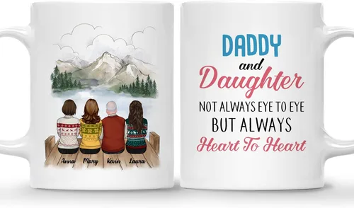 Miniatura 9 de Gossby Taza personalizada (3 hijas) Thank You Dad For Everything, taza personalizada para papá, de regalo, día del padre, cumpleaños, 11 onzas, 15 3