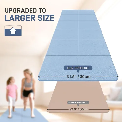 Miniatura 2 de Foldable Yoga Mat for Travel 72"x 32"x 0.32"Inch, 8mm Thick Folding Exercise Mat, Outdoor Non-slip Pilates Mat for Women & Men, Wide Yoga Mat
