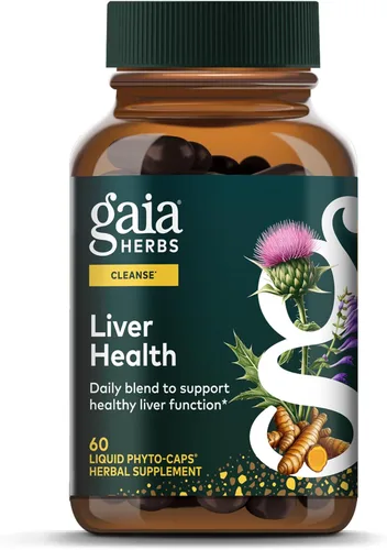 Gaia Herbs Salud hepática - Suplemento con cardo mariano, raíz de cúrcuma, Schisandra y raíz de regaliz para apoyo al hígado y limpieza* - 60