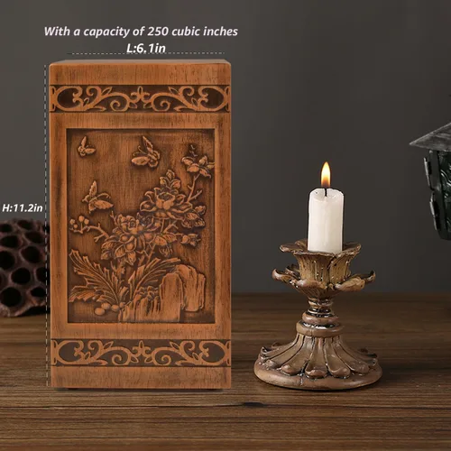 Miniatura 5 de KIMNAG Urna de cremación de madera para cenizas de madera humanas, caja decorativa, urnas funerarias para adultos, hombres y mujeres, con bolsa