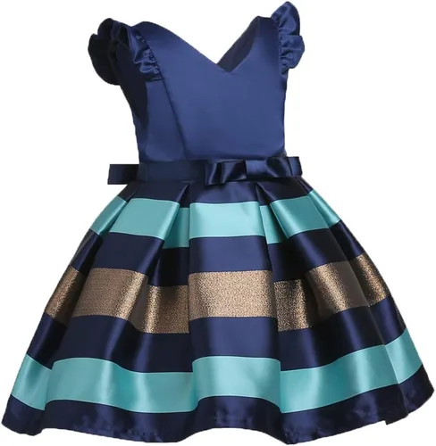Miniatura 5 de NSSMWTTC 2-10T - Vestidos de rayas para niñas pequeñas, vestido de fiesta de boda de Navidad