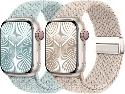 Miniatura 16 de Bandas elásticas trenzadas con cierre magnético compatibles con Apple Watch de 1.496 pulgadas, 1.575 pulgadas, 1.614 pulgadas, 1.654 pulgadas, 1.732