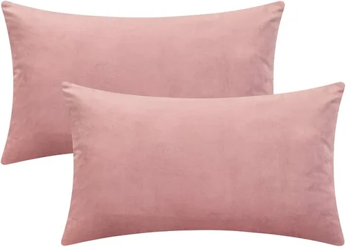 Miniatura 29 de Juego de 2 fundas de almohada de terciopelo para sofá y cama, 18 x 18 pulgadas, color malva