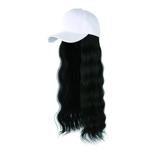 Miniatura 13 de Onepiece - Gorra de béisbol con extensión de cabello, 21 pulgadas, cabello ondulado largo, peluca sintética con pelo para mujeres y niñas Rizos