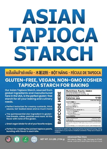 Miniatura 2 de Harina de tapioca para hornear – Polvo de almidón de tapioca bolsa de polietileno resellable de 2.5 libras – Sin OMG, sin gluten, vegano, kosher, a