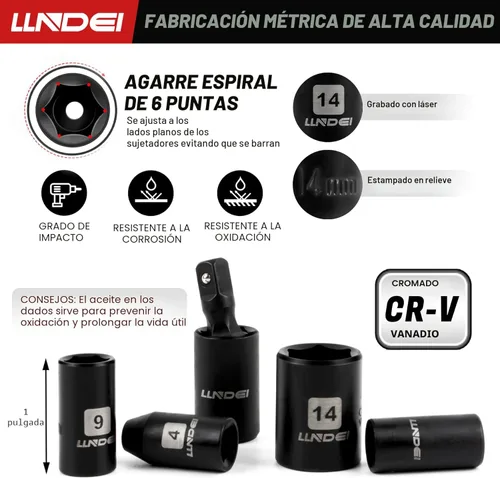 Miniatura 4 de LLNDEI Juego de llaves de trinquete de 48 piezas de 1/4 pulgada, enchufe métrico poco profundo (4-14mm) de 6 puntas, con 72 dientes, juego de llaves