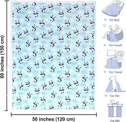Miniatura 3 de Manta de panda súper suave y acogedora Mantas ligeras azules con diseño de pandas Accesorios de pandabear regalos para niñas, adolescentes y mujeres