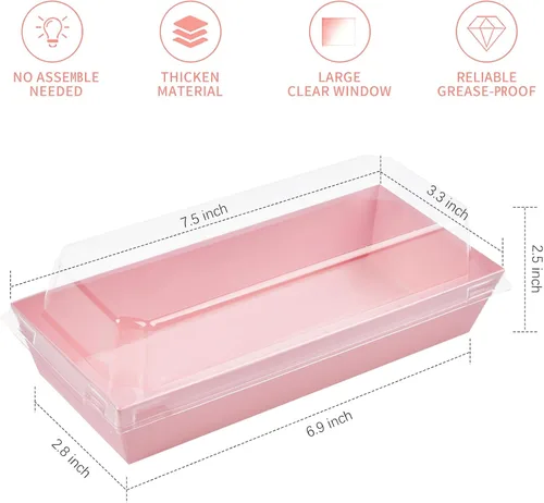 Miniatura 2 de Ocmoiy Cajas de charcutería con tapas transparentes, paquete de 50 cajas de panadería rosadas, cajas de galletas, cajas pequeñas de golosinas