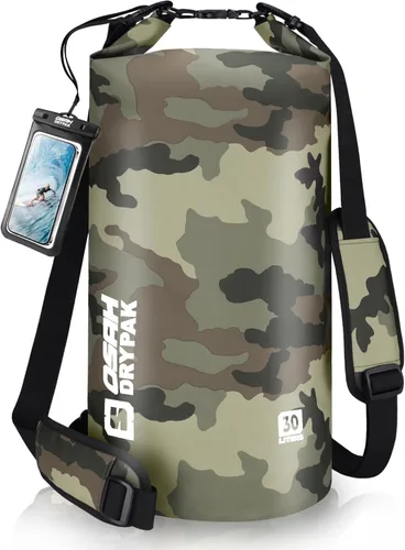 Miniatura 21 de Bolsa seca impermeable, 5L/10L/20L/30L/40L Mochila de almacenamiento ligera con funda para teléfono para mujeres y hombres, saco impermeable Gris