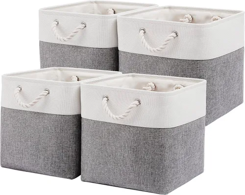 Miniatura 9 de MidmmVick Contenedores de almacenamiento de cubos de 12 x 12 pulgadas, paquete de 6 cubos de almacenamiento plegables grandes de tela con cuerdas