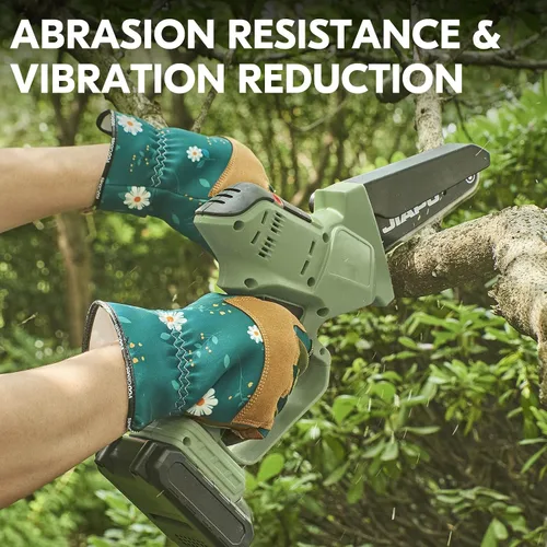 Miniatura 3 de Vgo... 1 par de guantes de jardinería para mujer, guantes de trabajo de piel de cabra a prueba de espinas para desmalezar, cavar, rastrillar, podar