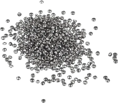 Miniatura 35 de uxcell 1000 cuentas redondas de engarzado, cuentas espaciadoras de extremo de crimpado de 0.079 pulgadas, pequeños topes para hacer pulseras y Oro