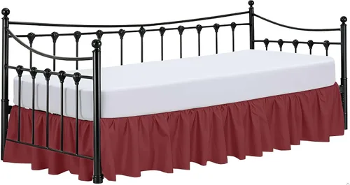 Miniatura 15 de Ready To Rest Falda para cama nido individual de 12 pulgadas de caída, faldas de cama estilo plisado para camas nido, esquinas divididas con Blanco