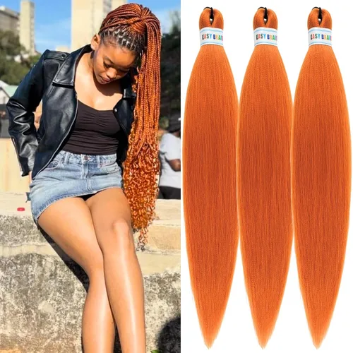 Miniatura 120 de Cabello estirado de fibra Kanekalon para trenzar con cabello humano, color oro rosado, 30 pulgadas