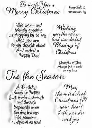 Tis Season Sello de Goma Transparente con Sentimientos, Dichos y Frases de Feliz Navidad para Álbumes de Recortes/Fotos Decorativas y Elaboración de