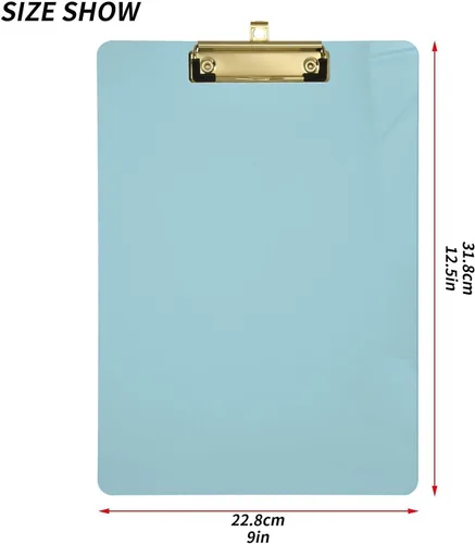 Miniatura 2 de Portapapeles acrílico azul claro tamaño A4 12.5 x 9 pulgadas con clip de perfil bajo para estudiantes, oficina, organizador de documentos, arte