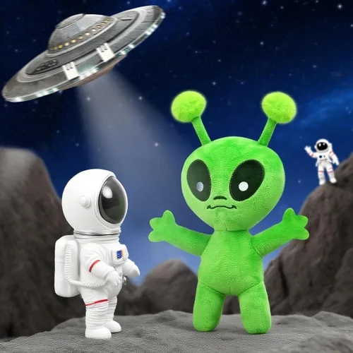 Miniatura 7 de Juguete de peluche alienígena de 12 pulgadas, color verde, suave, para decoración de cumpleaños, hogar, habitación, regalo divertido para niños