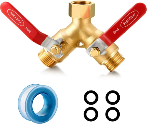 Miniatura 7 de Divisor de manguera de jardín, divisor de flujo completo, conector sin flujo restringido, manguera de latón resistente, adaptador de babero