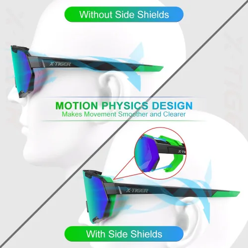 Miniatura 7 de X-TIGER Gafas de ciclismo polarizadas para hombres y mujeres, 5 lentes intercambiables UV400, gafas de sol deportivas, béisbol, correr, pescar